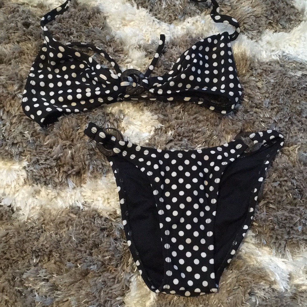 Black and white polka dot bikini